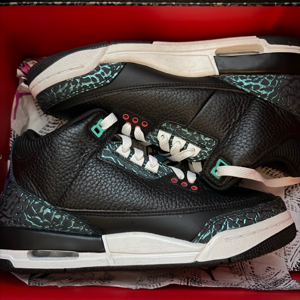 Jordan Air 3 Retro Black and Jade Sneakers